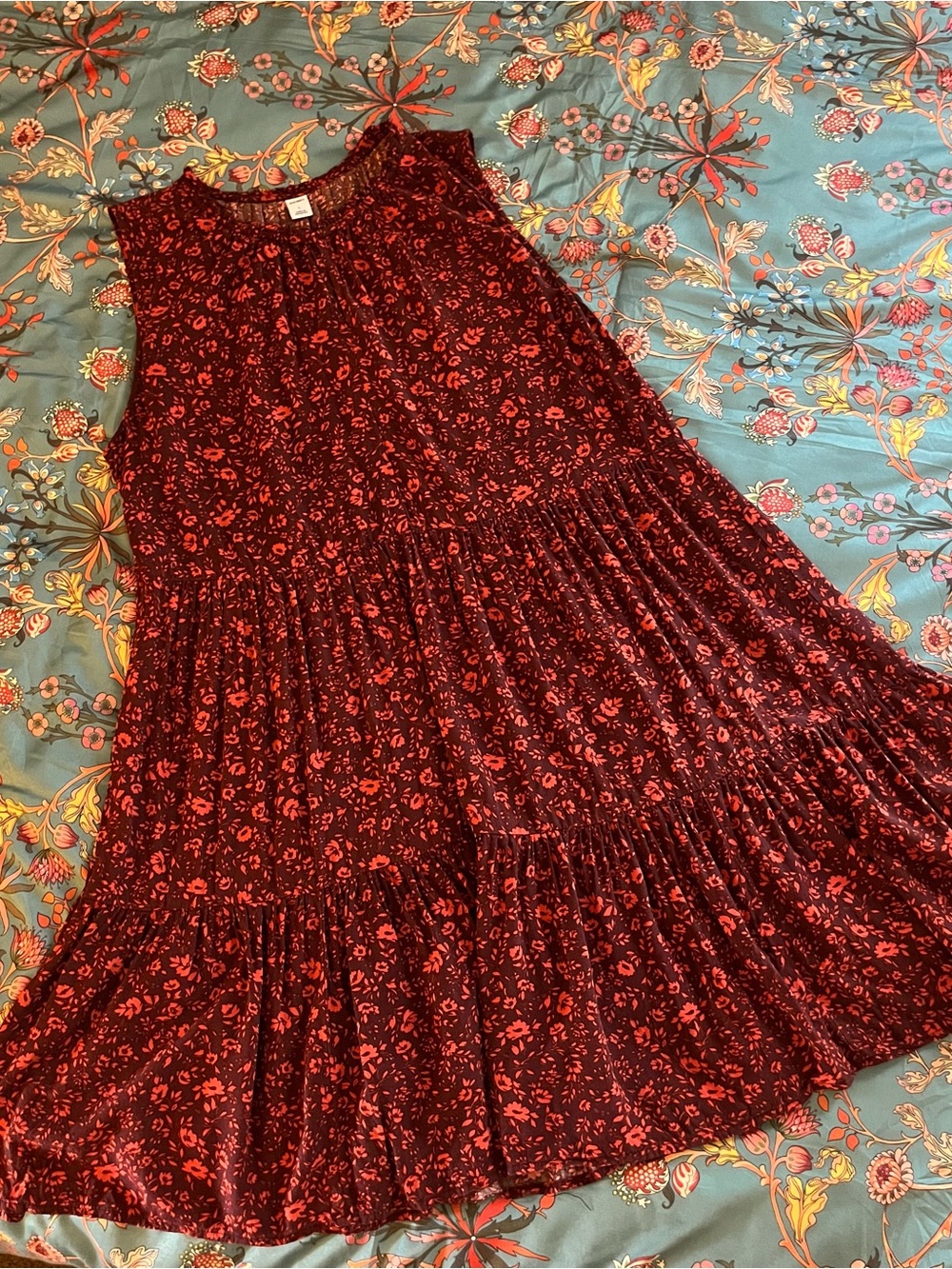 Old Navy Muted Red Floral Midi Dress